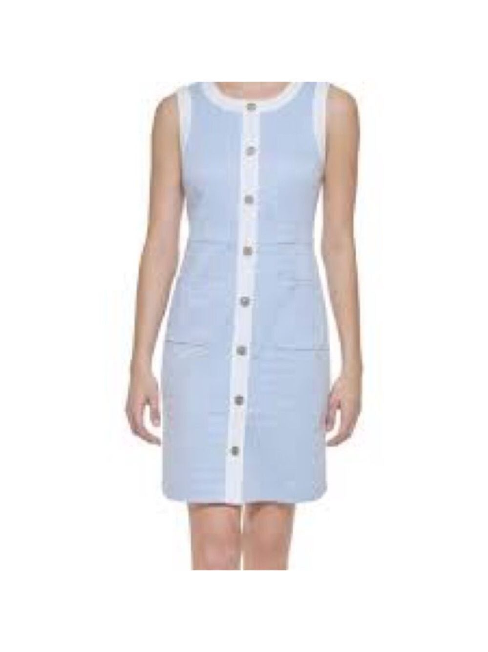 Tommy Hilfiger Women's Mini Houndstooth Knit Dress in Kentucky Blue size 10 - Picture 4 of 8
